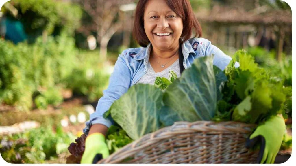 a person is holding a basket full of vegetables