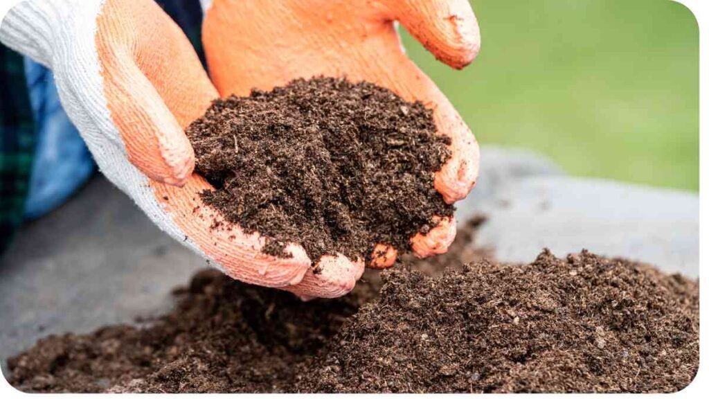 a person is holding soil in their hands